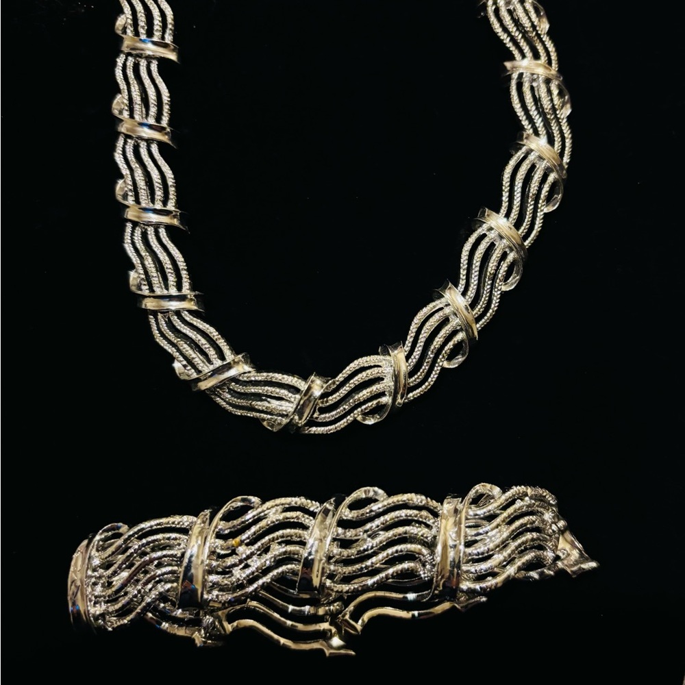 Vintage Silver Tone Choker Bracelet Set New